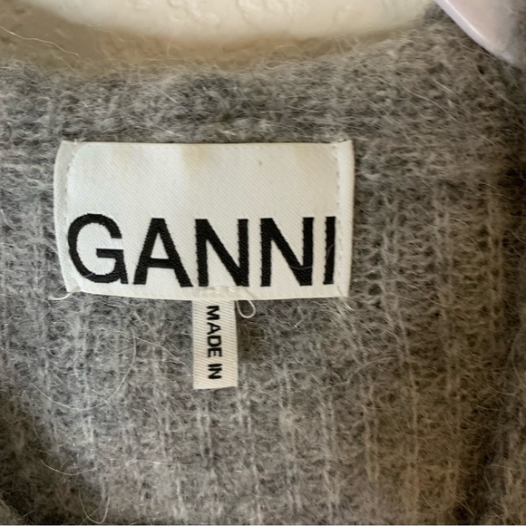 Ganni Womens gray alpaca wool blend hooded longline sweater M - Picture 5 of 9